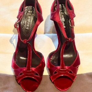 Authentic Celine Red Velvet Heels 35.5